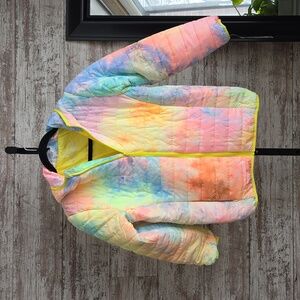 Alexa Rae Tie Dye Colorful Kids Puffer Hooded Jacket Kids Size Medium 12-14 NWT